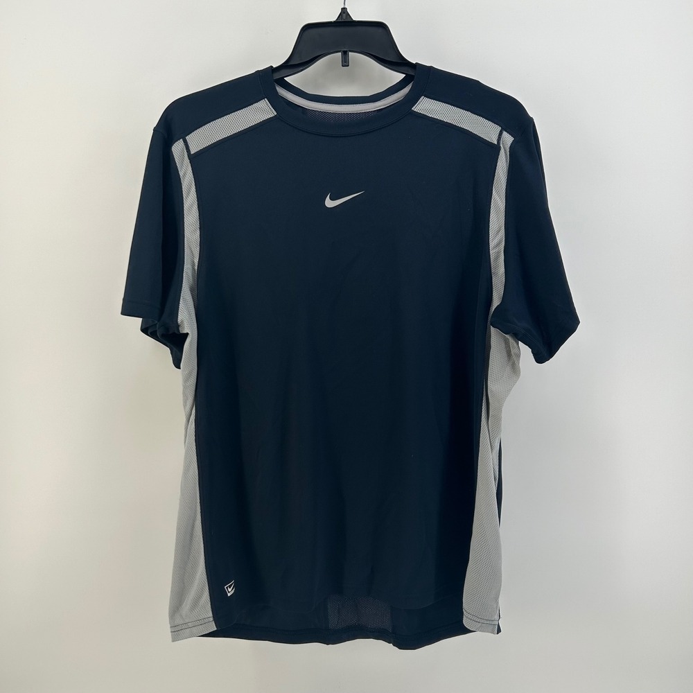 Nike Performance Mens XL Navy Blue Grey Mesh Training Shirt 362053-475